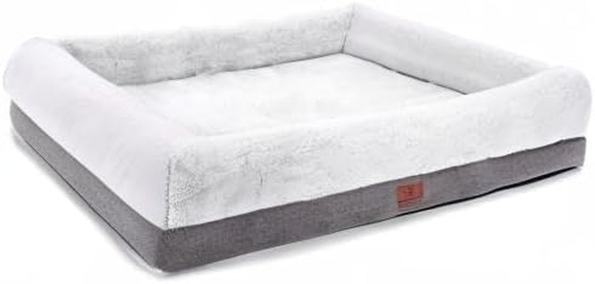 Orthopedic Medium Dog Bed with Bolster Sides, Removable Washable Cover, Non-Skid Bottom, and Egg Foam Cushion, 31 x 25 Inches, Gray