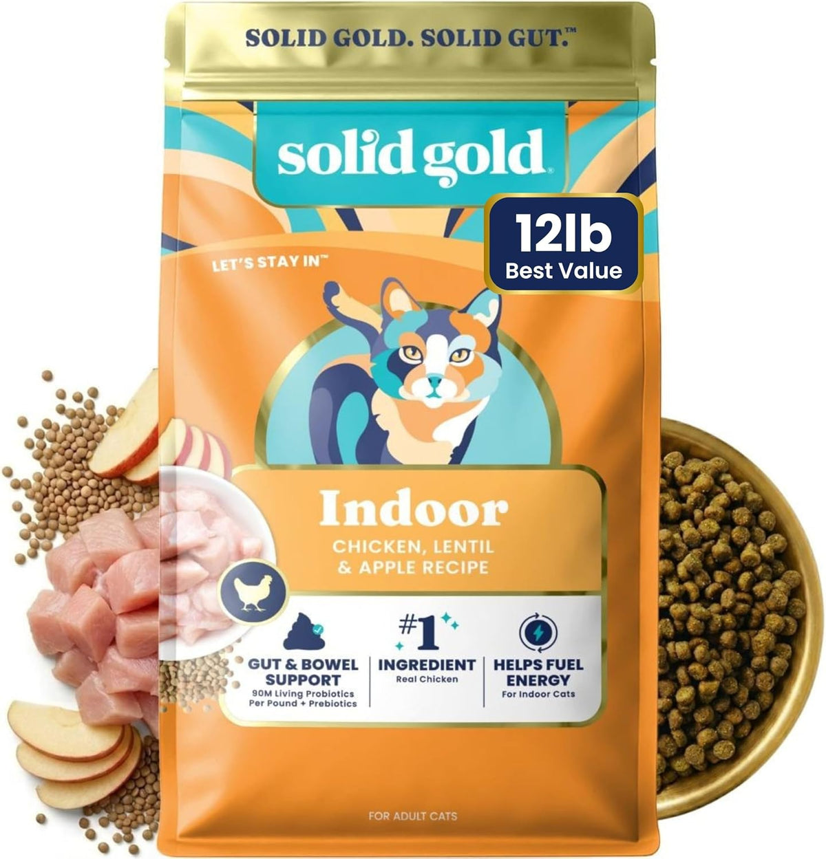 Indoor Chicken Dry Cat Food High Fiber, Adult & Senior Cats 12LB