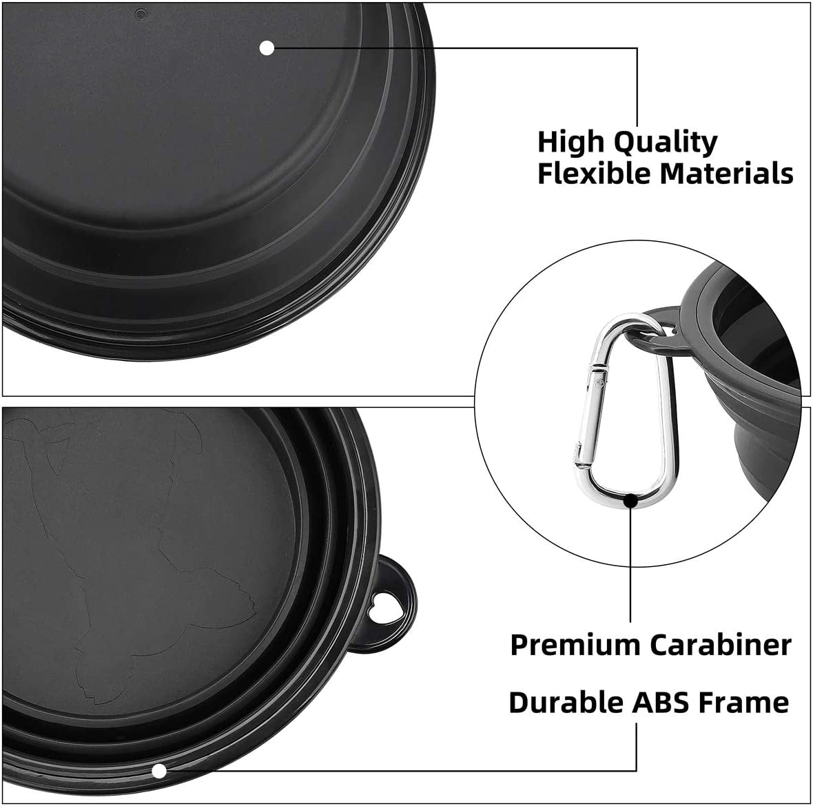 Large Collapsible Dog Bowls - 2 Pack, 34 Oz Foldable Travel Bowls for Pets