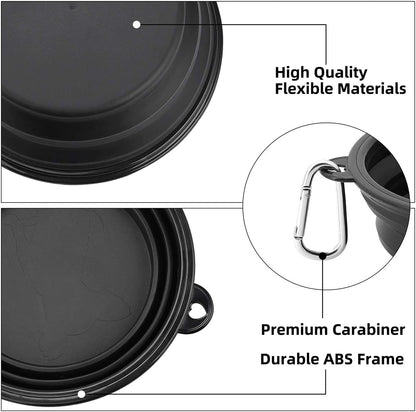 Large Collapsible Dog Bowls - 2 Pack, 34 Oz Foldable Travel Bowls for Pets