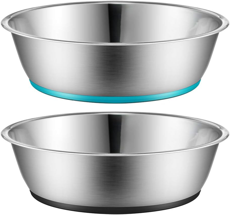 Stainless Steel Pet Bowls, 3-Cup Capacity Each, Set of 2