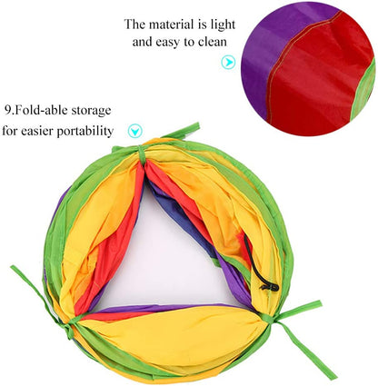 Indoor Cat Tunnel - 45" Rainbow Collapsible Tube with Interactive Ball and Dual Access Points for Kittens and Rabbits, Ideal for Exercise and Play (Colorful)