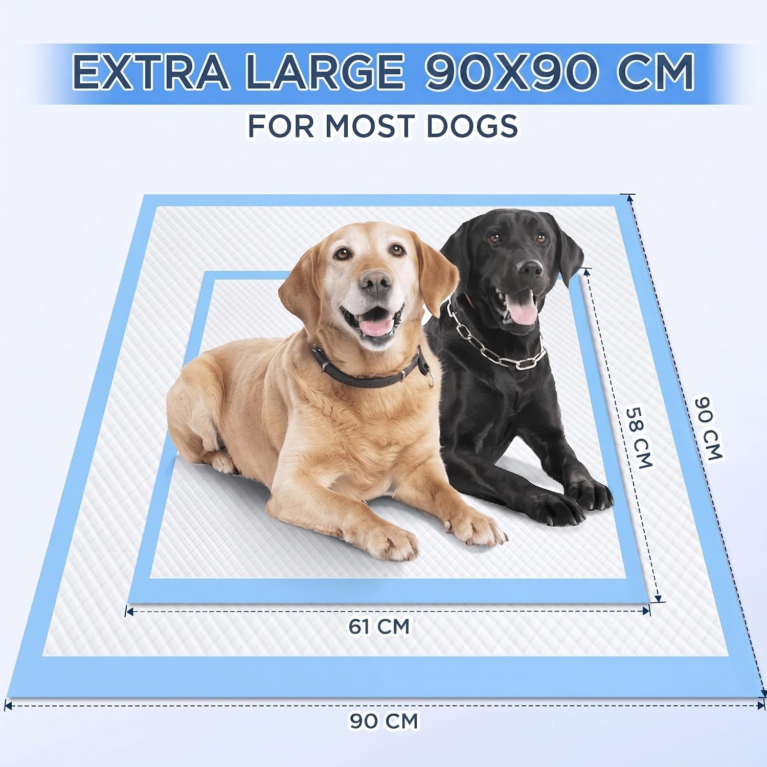 XXXL 36" x 36" Extra Thick Heavy Absorbency Disposable Dog Pads - Jumbo Size Polymer Quick Dry No Leak Pee Pads for Dogs, Cats, and Rabbits - 30 Count Pack
