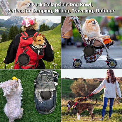 Large Collapsible Dog Bowls - 2 Pack, 34 Oz Foldable Travel Bowls for Pets