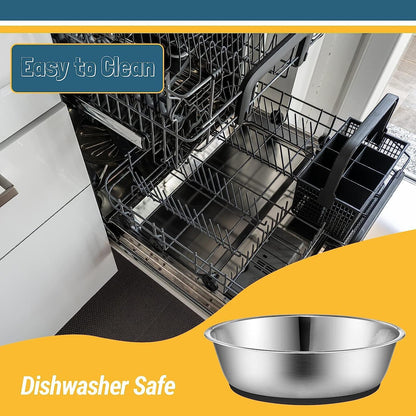 Stainless Steel Pet Bowls, 3-Cup Capacity Each, Set of 2