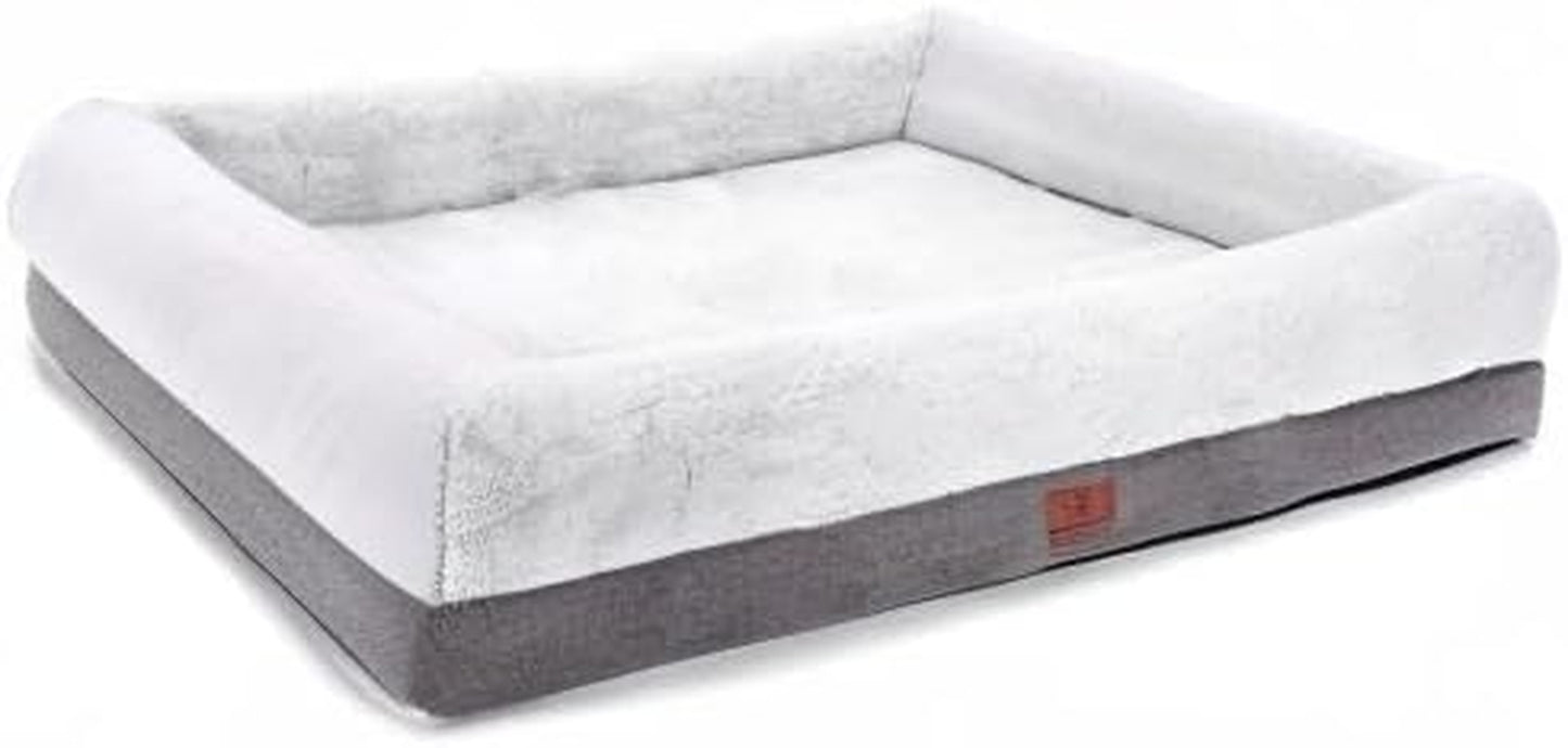Orthopedic Medium Dog Bed with Bolster Sides, Removable Washable Cover, Non-Skid Bottom, and Egg Foam Cushion, 31 x 25 Inches, Gray