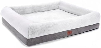 Orthopedic Medium Dog Bed with Bolster Sides, Removable Washable Cover, Non-Skid Bottom, and Egg Foam Cushion, 31 x 25 Inches, Gray
