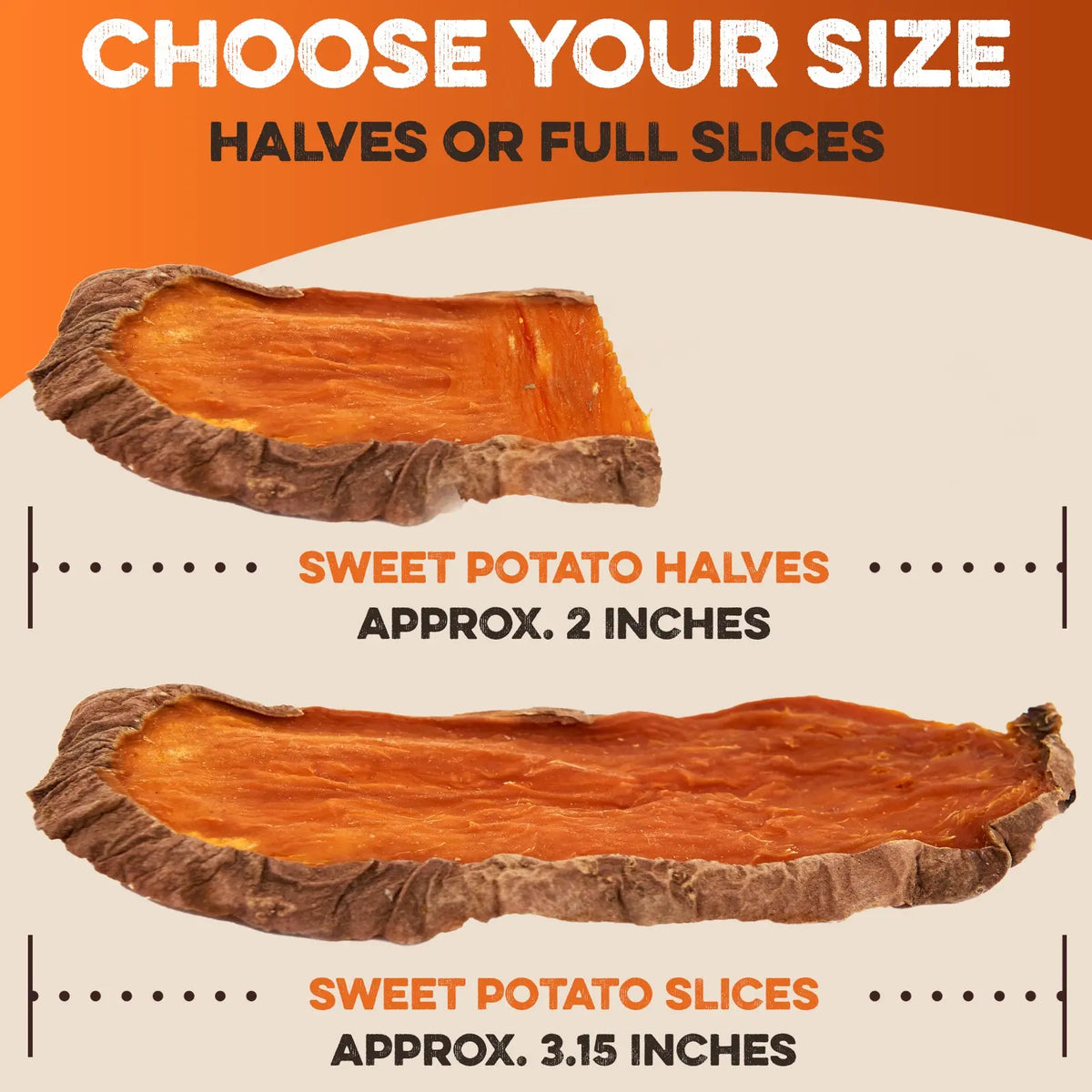 Sweet Potato Dog Treats - USA Grown - Brutus & Barnaby Single Ingredient Dehydrated Sweet Potato Slices, Thick Cut Chews, Grain & Gluten Free, High Fiber, Healthy Training Treats for Puppies & Senior Dogs, Picky Eaters & Sensitive Stomachs