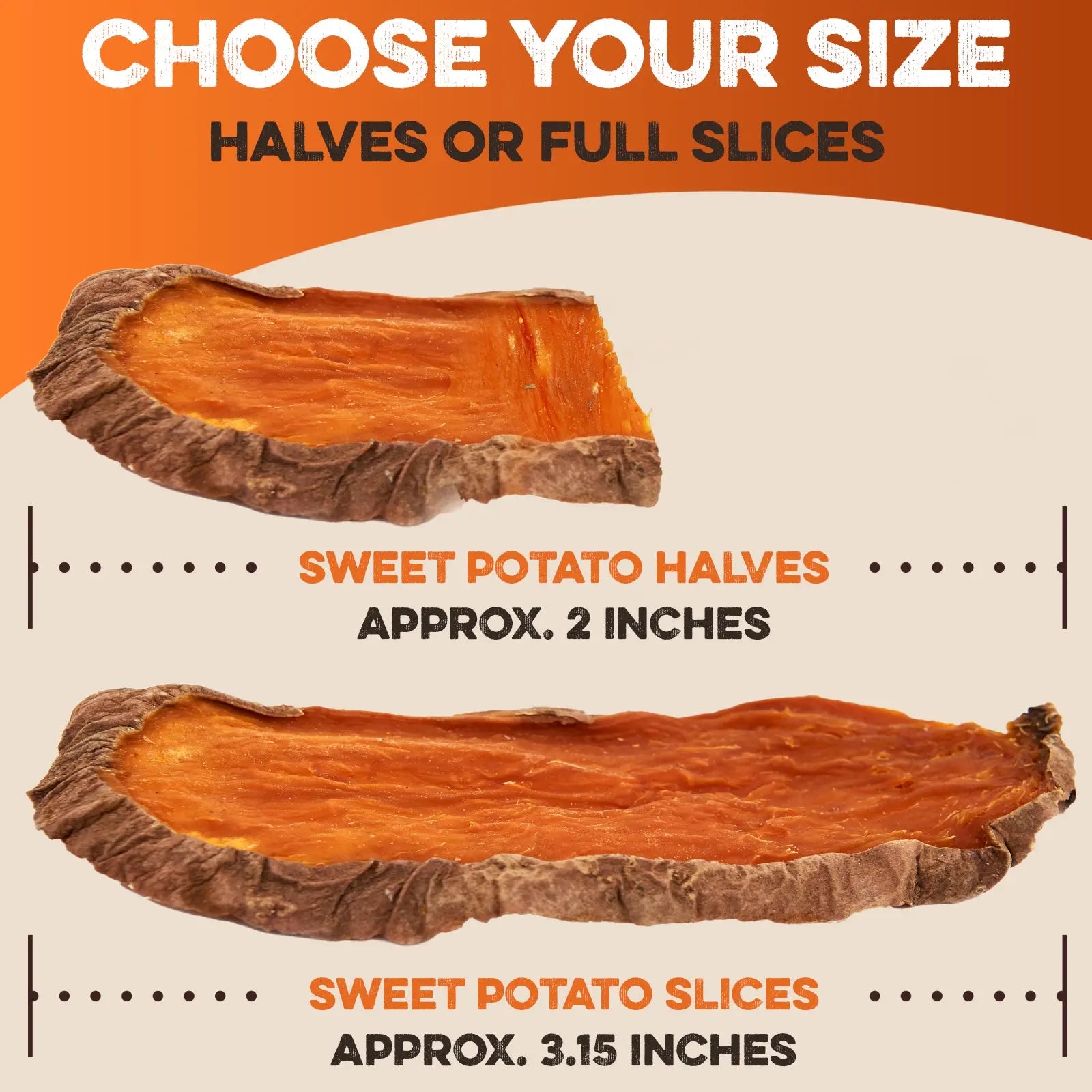 Sweet Potato Dog Treats - USA Grown - Brutus & Barnaby Single Ingredient Dehydrated Sweet Potato Slices, Thick Cut Chews, Grain & Gluten Free, High Fiber, Healthy Training Treats for Puppies & Senior Dogs, Picky Eaters & Sensitive Stomachs