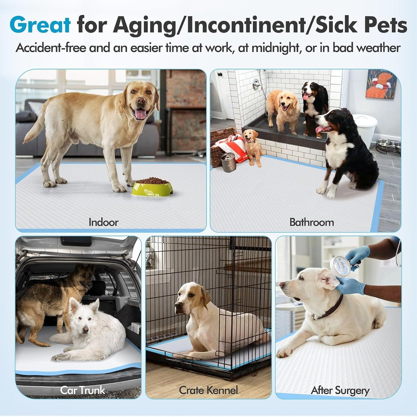 XXXL 36" x 36" Extra Thick Heavy Absorbency Disposable Dog Pads - Jumbo Size Polymer Quick Dry No Leak Pee Pads for Dogs, Cats, and Rabbits - 30 Count Pack