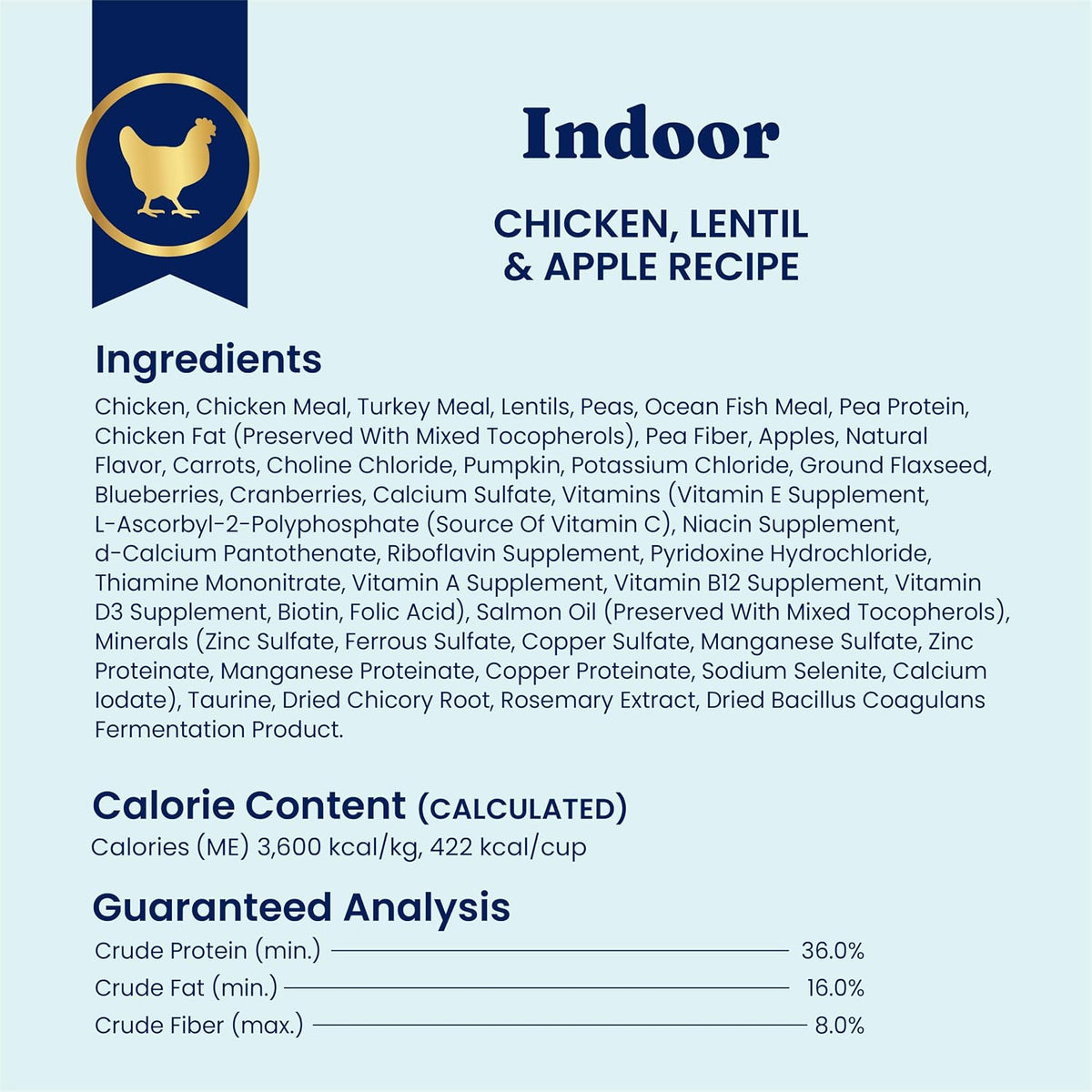 Indoor Chicken Dry Cat Food High Fiber, Adult & Senior Cats 12LB