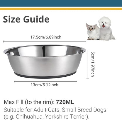 Stainless Steel Pet Bowls, 3-Cup Capacity Each, Set of 2