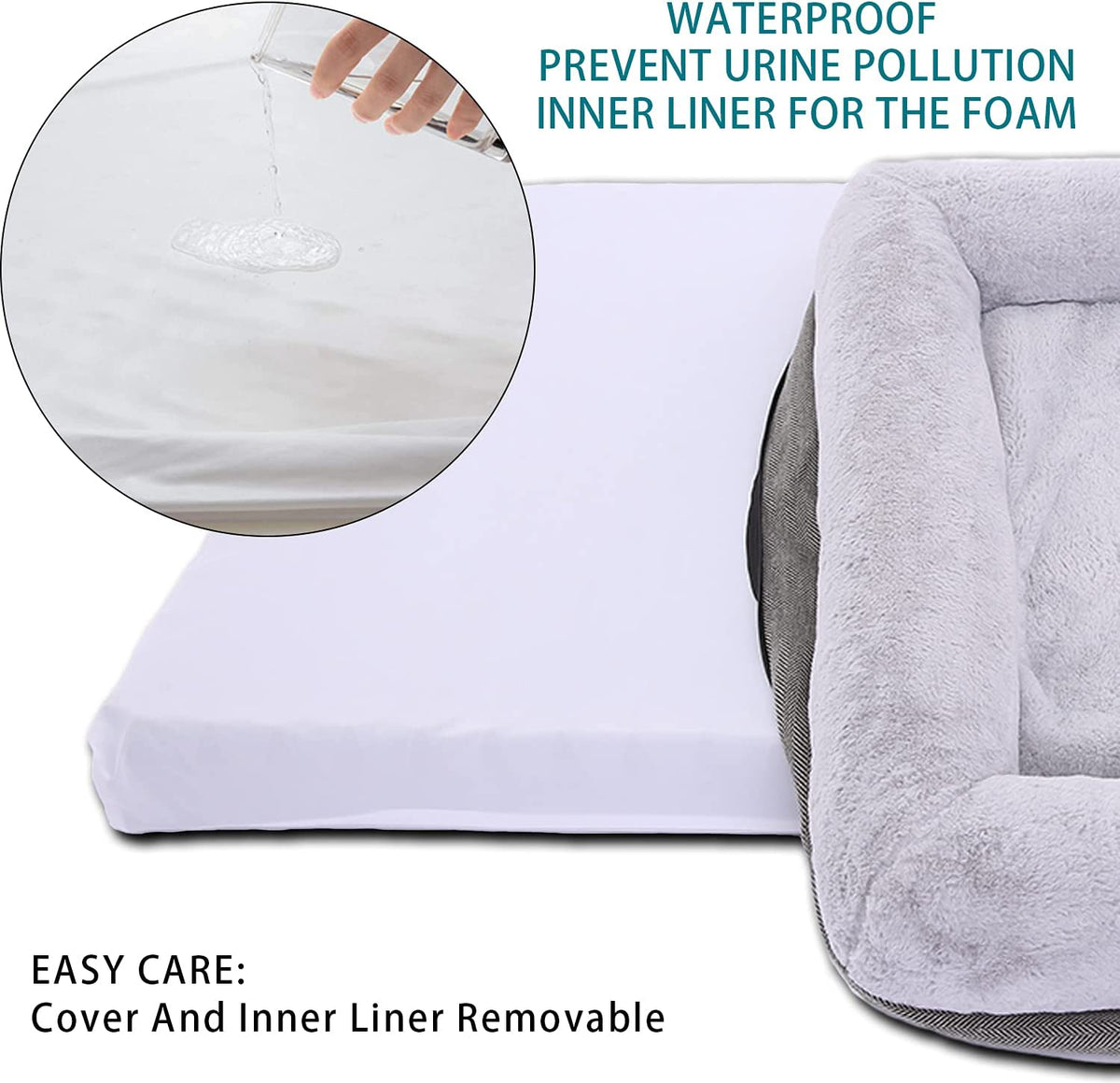Orthopedic Medium Dog Bed with Bolster Sides, Removable Washable Cover, Non-Skid Bottom, and Egg Foam Cushion, 31 x 25 Inches, Gray